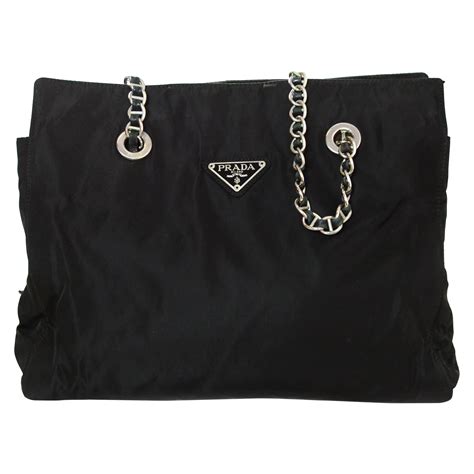 prada tote chain|Prada leather tote.